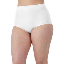 Bali Women's Skimp Skamp Underwear, Full Coverage Brief, Panty Lines, 3-Pack, White/White/White