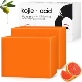 2 PC Kojic Acid Soap, Jabon de Acido Kojico Jabón para Iluminar la Piel, Reduce los Poros, Limpia y Elimina el Maquillaje, Baña y Mejora el Tono Desigual de la Piel