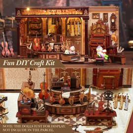 CUTEBEE Book Nook Kit - DIY Miniature House Dollhouse Kit for Adults and Teens, Booknook Tiny House Bookshelf Decor 3D Wooden Puzzle, Gifts for Family, Friends (Bach Strings)