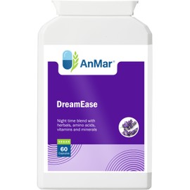 AnMar® DreamEase Night Time Herbal Complex – Ashwagandha KSM-66, Tart Cherry, Passion Flower, Chamomile & Lemon Balm – With Magnesium, Vitamin B6 & L-Theanine – Vegan Sleep Support Capsules – 60 Capsu