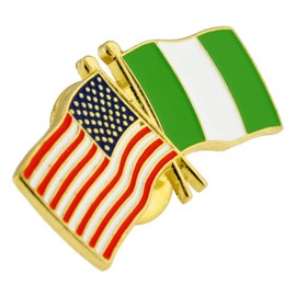 PinMart‘s USA and Nigeria Crossed Friendship Flag Enamel Lapel Pin - Country Flags Pins For Hats, Jackets, and Backpacks - 25 Pack
