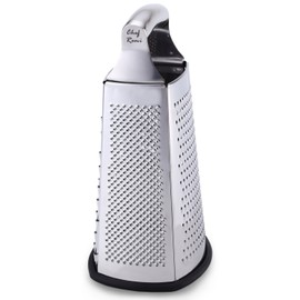 Chef Remi Food Grater | 4-Sided Blades Stainless Steel Cheese & Vegetable Grater
