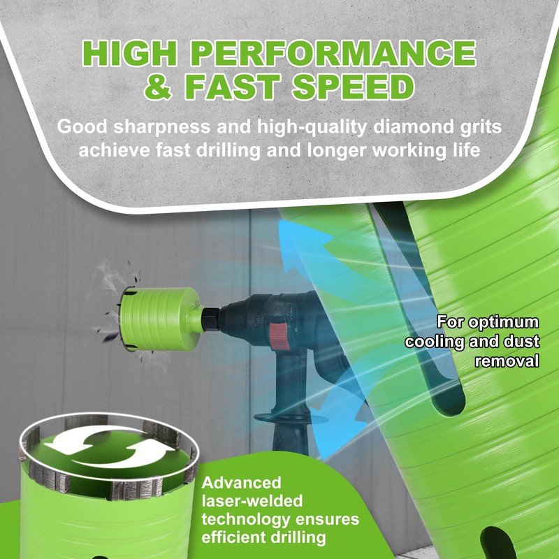 BETTERI 4 Inch Dry Core Drill Bit with Adapters (SDS