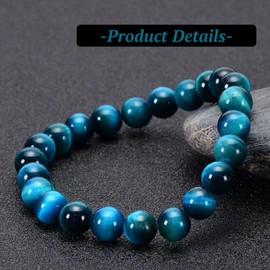 4 mm/8 mm Natural Tiger's Eye Blue Gemstone Beads, Blue Tiger's Eye Beads, Round Beads, Aquamarine Stone Beads for Jewellery, Bracelets, Necklaces, DIY (8 mm - 48 Pieces)