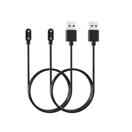 UYRUREL [2 Pack] for TROTY C60 Smart Watch Fitness Tracker Magnetic USB Charging Cable, 2 Pin Cord Charger for Smart Watch,Black