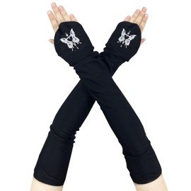 SEENFAAN Women's Arm Warmer, Mine Type, Loose Arm Cover, UV Protection, Stylish, For Summer, Sima, Golf, Hand Warmer, Sunscreen, Rough Hand, Finger Type, Cute, Border Arm Cover, Junior Unisex, F