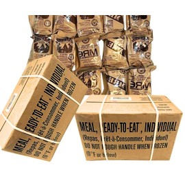 MRE Meals Ready to Eat A Or B case 2025, 2026 inspection. Genuine Military US surplus emergency food bulk supply full box with heater