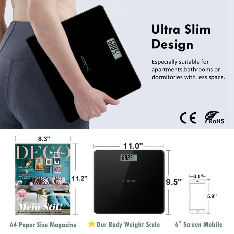 NUTRI FIT Digital Bathroom Scale for Body Weight, Bath Scale