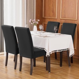 4 Pack Dining Chair Covers, Stretch Dining Chair Slipcovers,Chair Covers for Dining Chairs 4, Spandex Seat Covers,Removable Washable Slipcovers ​for Restaurant,Wedding,Dining Room(Deep Grey)