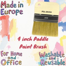 Set of 2 4 Inch Flat Paddle Paint Brushes - High European Quality - Natural Bristles No Handle - for Home, Wood, Walls, Art, Trim & Furniture - for Acrylic, Oil, Stain, Chalk & Latex Paints