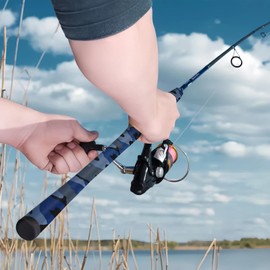 SoftShrink Blue Camo Shrink Tube for Motorcycle Handles & Badminton Grips - Durable Anti-Slip, Seamless Fit (35mm Diameter, 1.65 ft Length, Blue Camo Color)