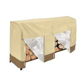 LLPUSLUO 8Ft 210D Outdoor Waterproof Firewood Racks Cover Oxford Wood Rack Cover Heavy Duty Log Rack Cover (8FT, Brown)