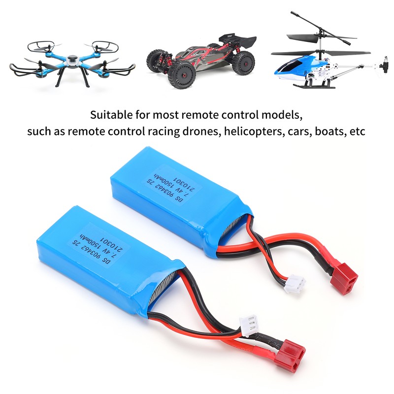 7.4V 1500mAh Lithium Batteries 15C T Plug Model Battery for