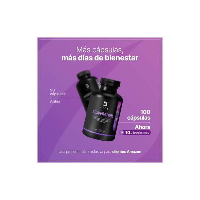 Life Resveratrol 100 Cápsulas Antioxidante Pimienta Negra Uva Roja Acai