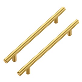 JOY DECOR 3 Pack Cabinet Handles, Gold Cabinet Pulls, 6-1/4 in Hole Center Kitchen Cabinet Handles, Stainless Steel T Bar Handles for Dresser Drawers