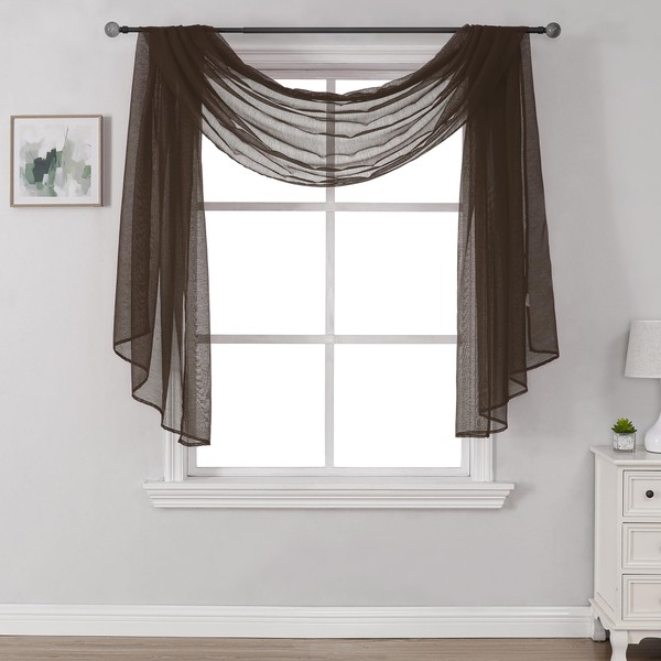DONREN Luxury Soft Sheer Curtains Scarf for Windows - Semi