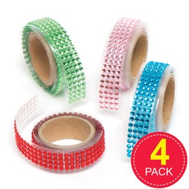 Baker Ross AR301 Coloured Gem Sticky, Decorative Tape for Card, Scrapbooking and Arts and Crafts for Kids, Assorted, (Pack of 4)