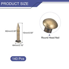 uxcell 140Pcs Small Tiny Nails 2x15mm(DxL) Tiny Brass Nails Hardware Round Head Brass Nail for Wooden DIY Projects Decorative Boxes Household, Bronze Tone