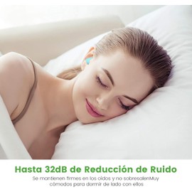 Tapones para Dormir, LENGSIDA 48PCS Tapones Oídos de Silicona, Bloqueo de Sonido 32dB, Reutilizables, Tapones de Cera para Dormir, Estudiar, Viajar y Nadar, Se Adaptan a Cualquier Tamaño de Oreja