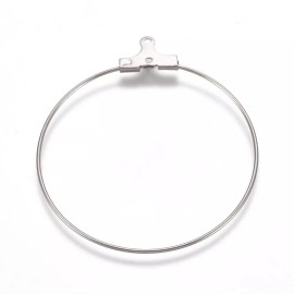 Unbranded 10 pcs. 304 Stainless Steel Wine Charm Earwire Hoop Rings – 35mm – 21 Ga (0.7mm)