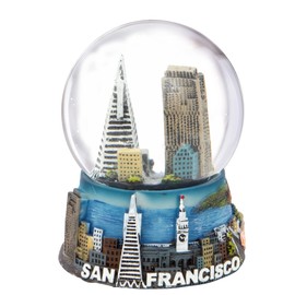 San Francisco Snow Globe Skyline, Trolley and Golden Gate Bridge, 3.5 Inches Tall