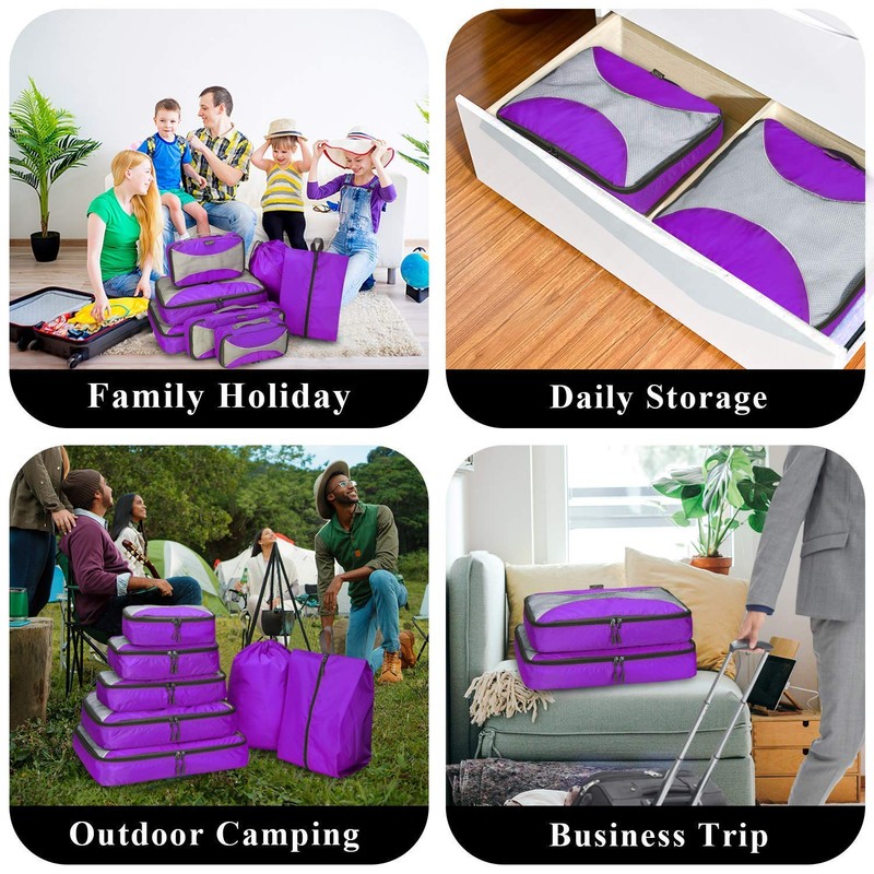 G4Free 7pcs Packing Cubes Value Set Suitcase Organiser for Travel