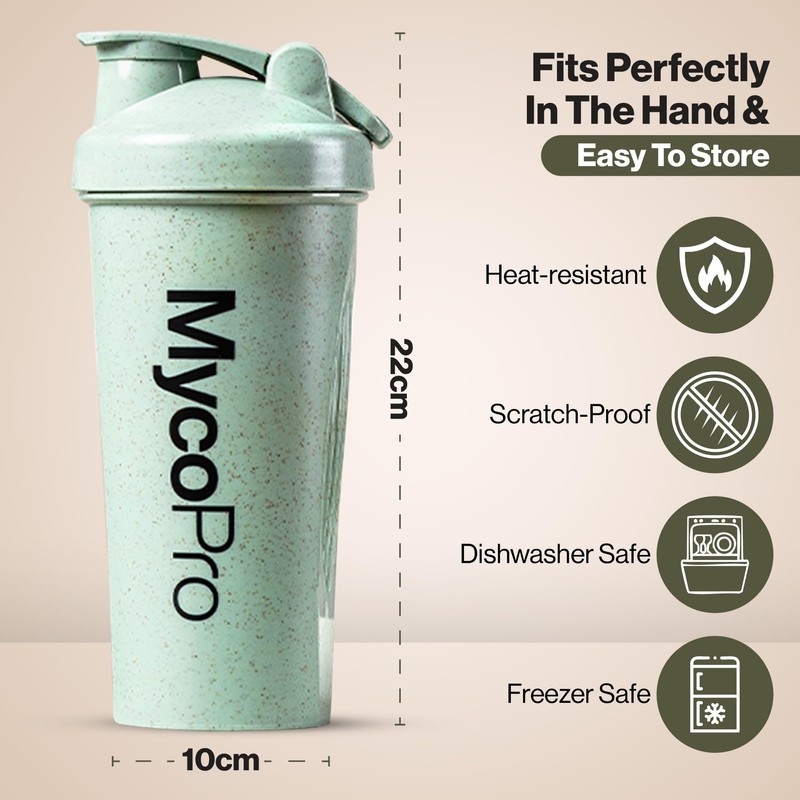MycoPro Mint Green Protein Shaker Bottle – 600ml Gym Shaker