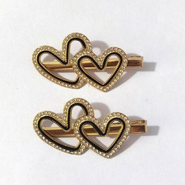 Qingxii Decorr Pinza para El Pelo de Aleación con Lazo de Diamantes de Imitación Y Corazón de Amor, Ideal para Fiestas, Bodas Y Mujeres (Dorado, Corazón de Amor).