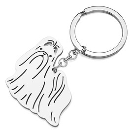 LONYOO Cute Stainless Steel Dog Keychain Keyring Pet Dog Gifts for Women Girls Puppy Key Chain Car Purse Charms (Silver Plated Shih Tzu)