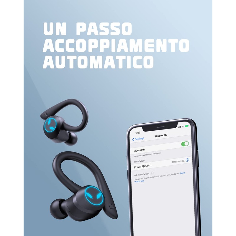 EUQQ Cuffie Bluetooth Sport, senza fili con tecnologia Bluetooth 5.3,