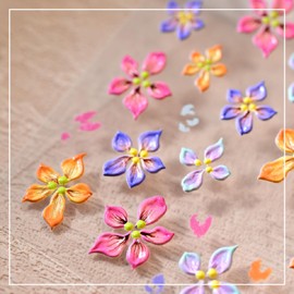 Flower Nail Stickers for Nail Art Wild Flowers Nail Art Stickers Summer Floral Colorful 5D Embossed Nail Decals Self-Adhesive Nails Supply Manicure Sliders Devil Flower for Nails Decoration