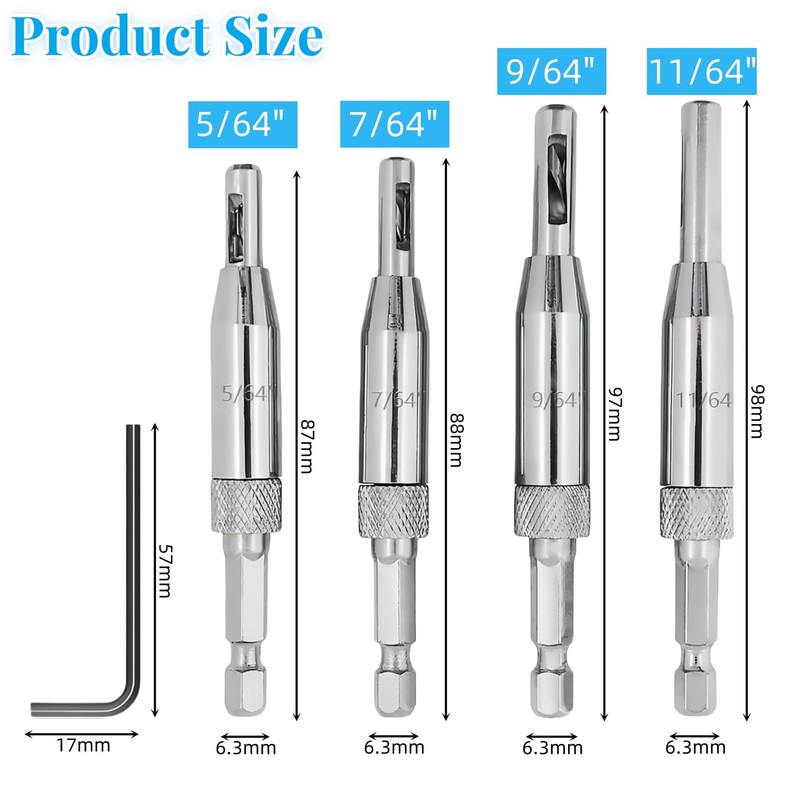 4Pcs Self Centering Drill Bit Set, 1/4 Inch Hex Shank