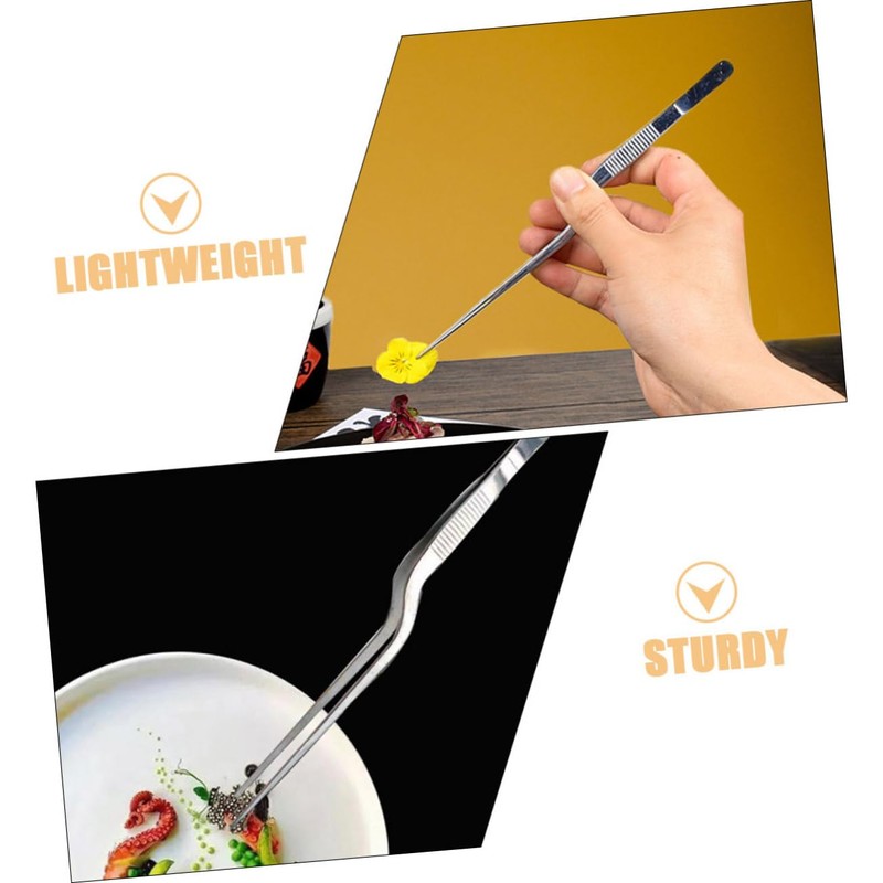 Ipetboom 2pcs Stainless Steel Kitchen Tweezers Precision Cooking Tongs for