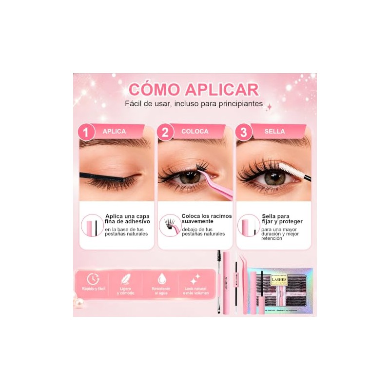 HEYMKGO Kit de Extensiones de Pestañas en Racimo 480 Piezas