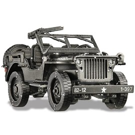 Piececool 3D Puzzle Metal Model Kit Car Willys MB, 3D Metal Puzzle for 340 Stainless Steel, Full Metal, 1:1 Restore, Birthday Gift, Model Kit Adults, 221 Pieces