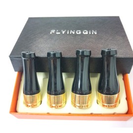 4 Sizes Cigar Nozzle Holder Pure Copper Resin Sculpture Pattern Cigar Pipe Set Bright Silver Gold Vintage Silver (Gold)