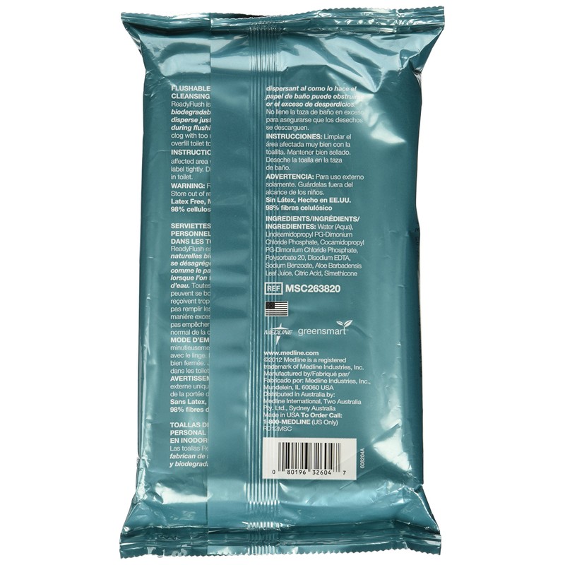 ReadyFlush Jr Personal Cleansing Flushable 7x8 Wipes - 3 Pack