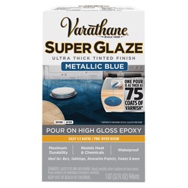 Varathane 370905 Super Glaze Pour-On High Gloss Epoxy, Quart, Metallic Blue