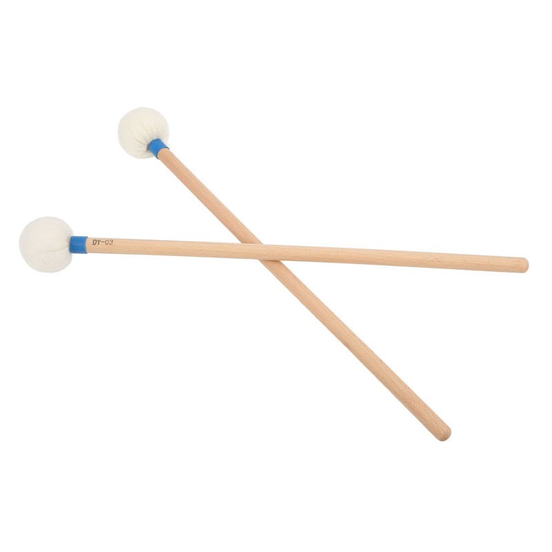 2Pcs Drum Mallet Felt Head Wooden Handle Non Slip Instrument