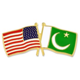 PinMart‘s USA and Pakistan Crossed Friendship Flag Enamel Lapel Pin - Country Flags Pins For Hats, Jackets, and Backpacks