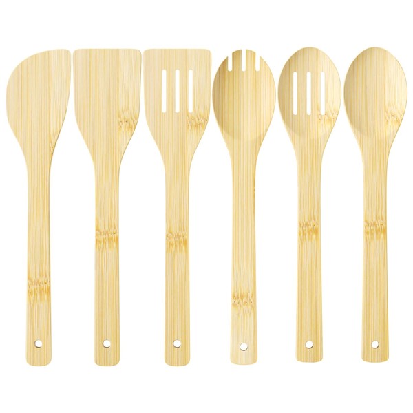 MeoZynxadril Set of 6 Kitchen Utensils Set, Bamboo Cooking Spoon,
