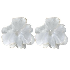 2 Pack Shiny Fluffy Dance Bun Organza Hair Scrunchies for Womens Bun Covers Headdress Ties Ponytail Bun Holders Hair Donut for Performance,Dance,Cheer,Party Favors (White)