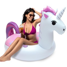 MewVeer Adult Swimming Ring, Inflatable Pool Swimming Ring for Outdoor Water Lounge, Air Mattress Pool, Pool Swimming Toy, Unicorn Swimming Hoop for Summer, Beach, Party