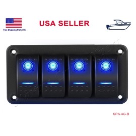 STX Rocker Toggle Switch 4 Gang Switch Panel Waterproof Boat Marine RV Truck ATV