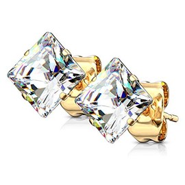 Autiga® Stud Earrings Cubic Zirconia Stainless Steel Women Men Earrings Crystal, Crystal
