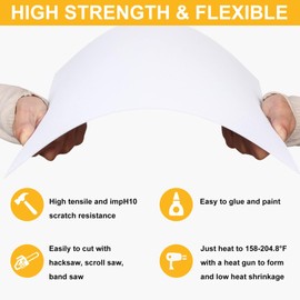 Kinlink White ABS Plastic Sheet 8" x 12"x 0.04" Flexible Moldable Impact Strength and High Tensile 1/25" Thick (1mm) Abs Sheet, Moldable Plastic DIY Materials for Home Decor and Handicrafts, 6 Pack