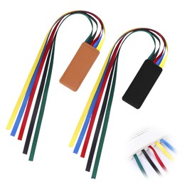 2PCS Colorful Bible Ribbons Bookmarks, Bible Bookmark with 5Color Ribbons for Books Novel, Artificial Leather Multiple Page Marker Reading Lovers Students Teachers, Christmas Gift (Black Brown)