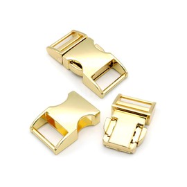 CRAFTMEMORE 1/2 inch Metal Curved Side Release Buckle Clip Lock for Belt Paracord Bracelet Pet Collar Pack of 5 (Gold)