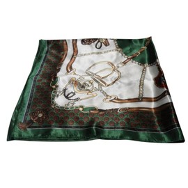 REGANOIR Scarf, Large, Thin, Silk-like, Satin Fabric, Stylish, Bag, 35.4 x 35.4 inches (90 x 90 cm), green