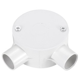 sourcing map PVC Conduit Box Junction Box 90° 2 Way 20mm with Cover, M4 Screws for Home Hose Electrical Conduit Electronic Projects